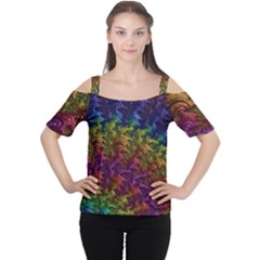 Fractal Art Design Colorful Women s Cutout Shoulder Tee