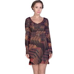 Fractal 3d Render Futuristic Long Sleeve Nightdress