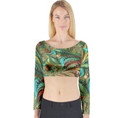 Fractal Artwork Pattern Digital Long Sleeve Crop Top