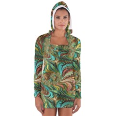 Fractal Artwork Pattern Digital Women s Long Sleeve Hooded T-shirt by Nexatart