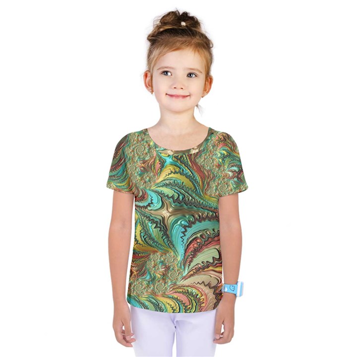 Fractal Artwork Pattern Digital Kids  One Piece Tee