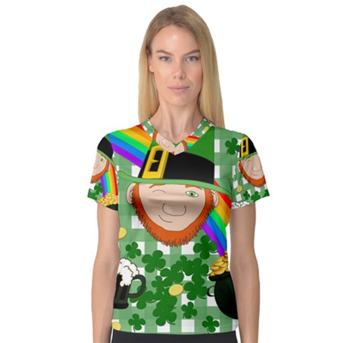 Lucky Irish Women s V-neck Sport Mesh Tee by Valentinaart