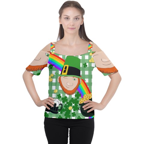 Lucky Irish Women s Cutout Shoulder Tee by Valentinaart