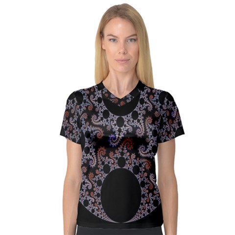 Fractal Complexity Geometric Women s V-neck Sport Mesh Tee by Nexatart