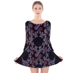 Fractal Complexity Geometric Long Sleeve Velvet Skater Dress by Nexatart