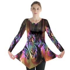 Fractal Colorful Background Long Sleeve Tunic 