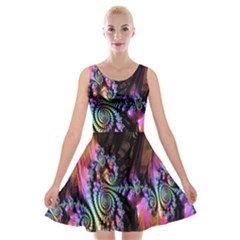 Fractal Colorful Background Velvet Skater Dress