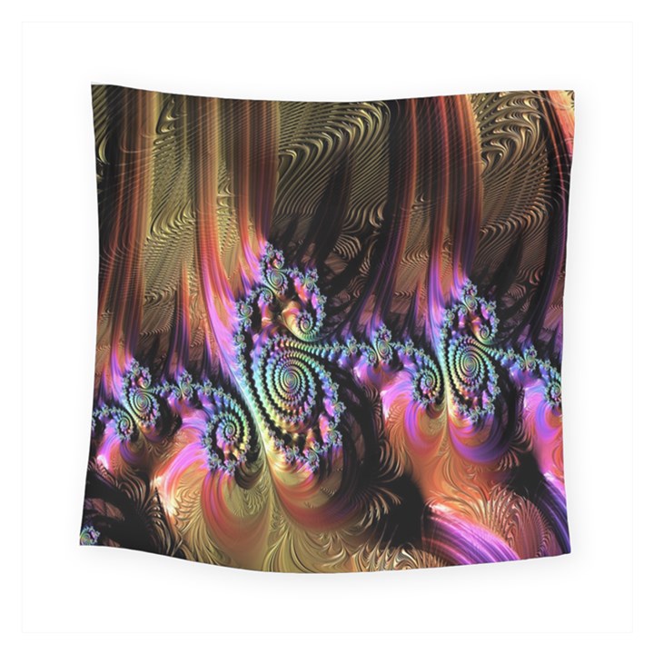 Fractal Colorful Background Square Tapestry (Small)