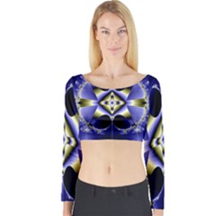 Fractal Fantasy Blue Beauty Long Sleeve Crop Top by Nexatart