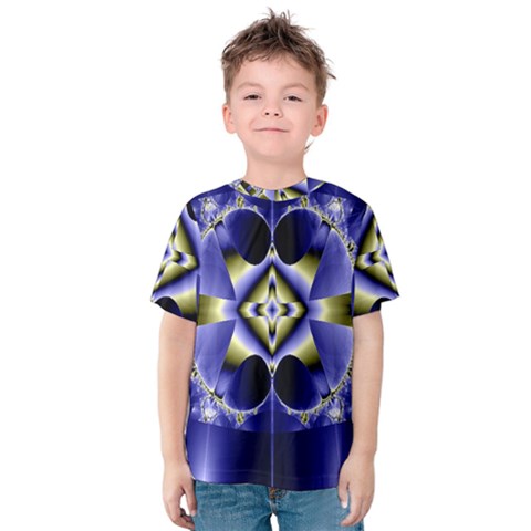 Fractal Fantasy Blue Beauty Kids  Cotton Tee by Nexatart