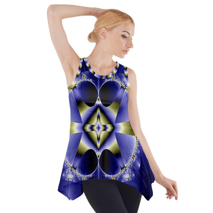 Fractal Fantasy Blue Beauty Side Drop Tank Tunic