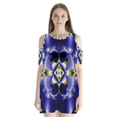 Fractal Fantasy Blue Beauty Shoulder Cutout Velvet  One Piece by Nexatart