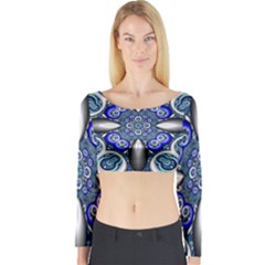 Fractal Cathedral Pattern Mosaic Long Sleeve Crop Top