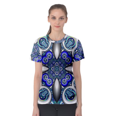 Fractal Cathedral Pattern Mosaic Women s Sport Mesh Tee by Nexatart