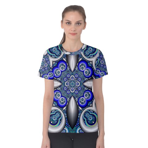 Fractal Cathedral Pattern Mosaic Women s Cotton Tee by Nexatart