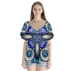 Fractal Cathedral Pattern Mosaic Flutter Sleeve Top