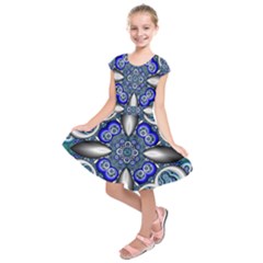 Fractal Cathedral Pattern Mosaic Kids  Short Sleeve Dress