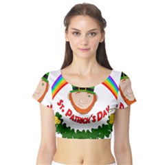 St  Patrick Short Sleeve Crop Top (tight Fit) by Valentinaart