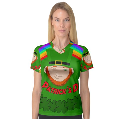 St  Patrick s Day Women s V-neck Sport Mesh Tee by Valentinaart