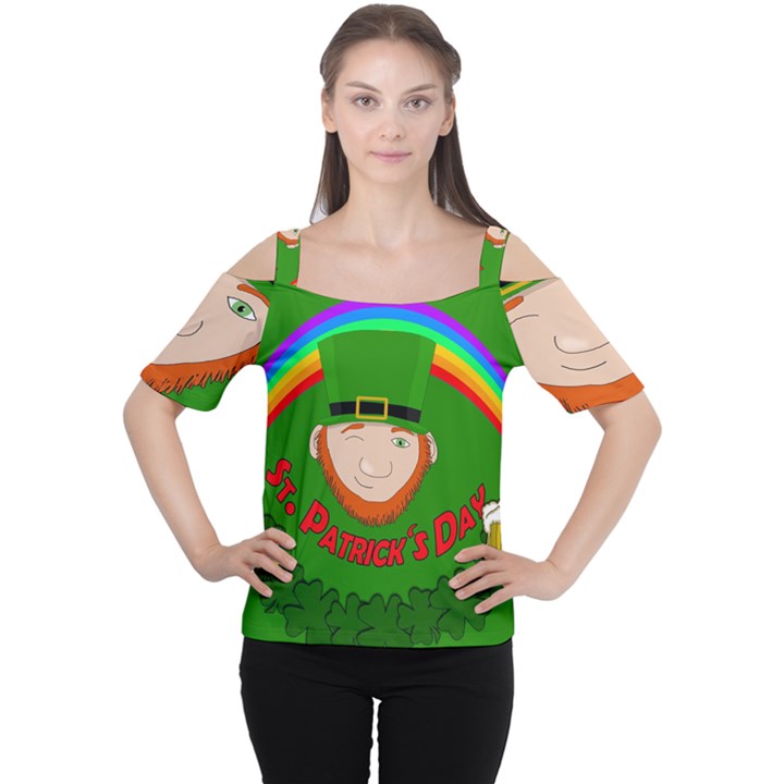 St. Patrick s day Women s Cutout Shoulder Tee