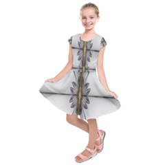 Fractal Fleur Elegance Flower Kids  Short Sleeve Dress