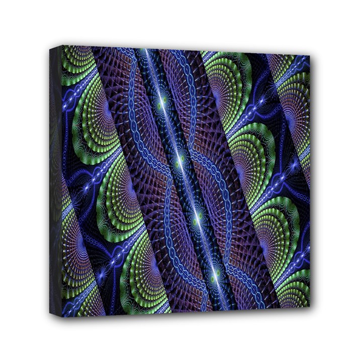 Fractal Blue Lines Colorful Mini Canvas 6  x 6 