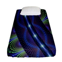 Fractal Blue Lines Colorful Fitted Sheet (single Size)