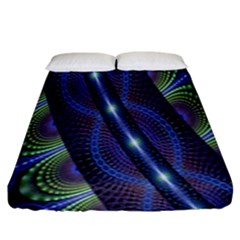 Fractal Blue Lines Colorful Fitted Sheet (king Size)