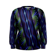 Fractal Blue Lines Colorful Women s Sweatshirt