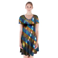 Fractal Digital Art Short Sleeve V-neck Flare Dress