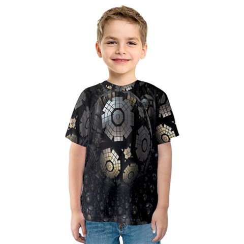 Fractal Sphere Steel 3d Structures Kids  Sport Mesh Tee by Nexatart