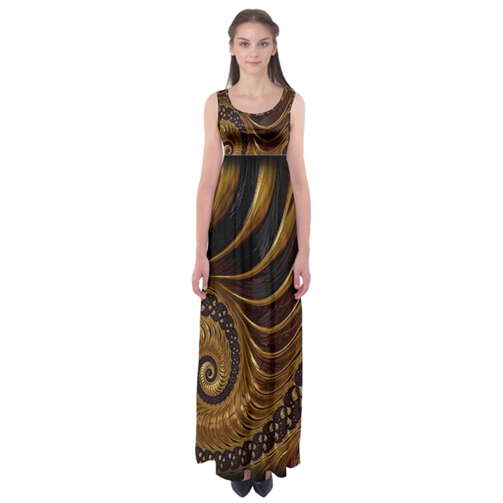 Fractal Spiral Endless Mathematics Empire Waist Maxi Dress