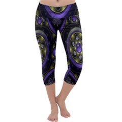 Fractal Sparkling Purple Abstract Capri Yoga Leggings