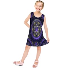 Fractal Sparkling Purple Abstract Kids  Tunic Dress