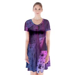 Fractals Geometry Graphic Short Sleeve V-neck Flare Dress