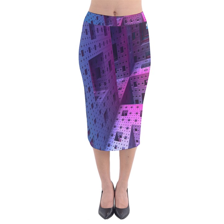 Fractals Geometry Graphic Velvet Midi Pencil Skirt