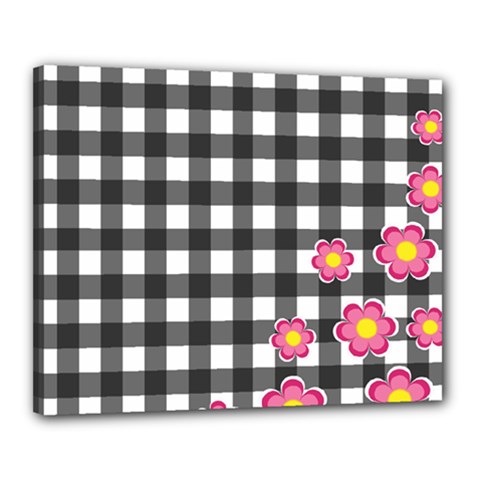 Floral Plaid Pattern Canvas 20  X 16  by Valentinaart