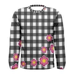 Floral Plaid Pattern Men s Long Sleeve Tee by Valentinaart