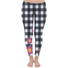 Floral Plaid Pattern Classic Winter Leggings by Valentinaart