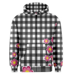 Floral Plaid Pattern Men s Zipper Hoodie by Valentinaart