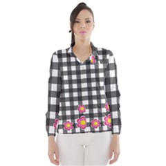 Floral Plaid Pattern Wind Breaker (women) by Valentinaart