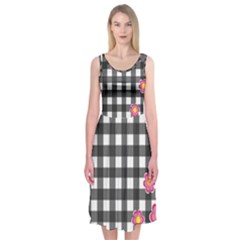 Floral Plaid Pattern Midi Sleeveless Dress by Valentinaart