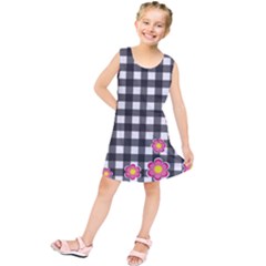 Floral Plaid Pattern Kids  Tunic Dress