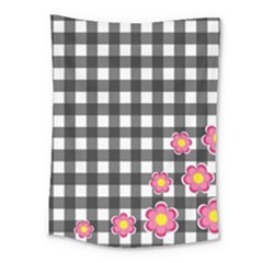 Floral Plaid Pattern Medium Tapestry