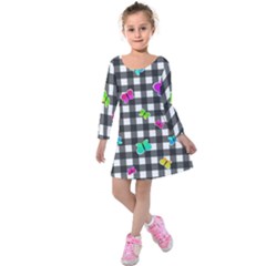 Butterflies Pattern Kids  Long Sleeve Velvet Dress