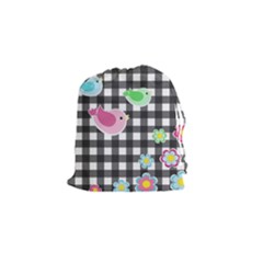 Cute Spring Pattern Drawstring Pouches (small)  by Valentinaart