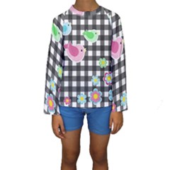 Cute Spring Pattern Kids  Long Sleeve Swimwear by Valentinaart