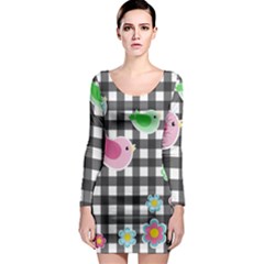 Cute Spring Pattern Long Sleeve Bodycon Dress by Valentinaart