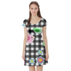 Cute Spring Pattern Short Sleeve Skater Dress by Valentinaart