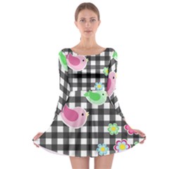 Cute Spring Pattern Long Sleeve Skater Dress by Valentinaart